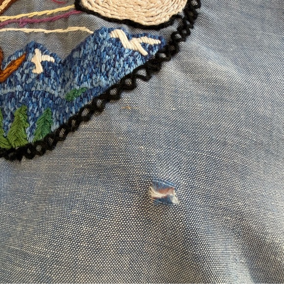 Vintage Levi's Orange Tab Hand Embroidered Button Up Chambray Shirt Bald Eagle - Picture 15 of 15